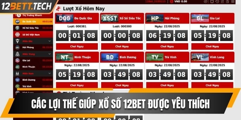 Các lợi thế giúp xổ số 12BET được yêu thích