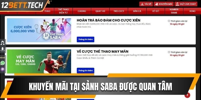 Khuyến mãi hoàn trả tại sảnh SABA được quan tâm